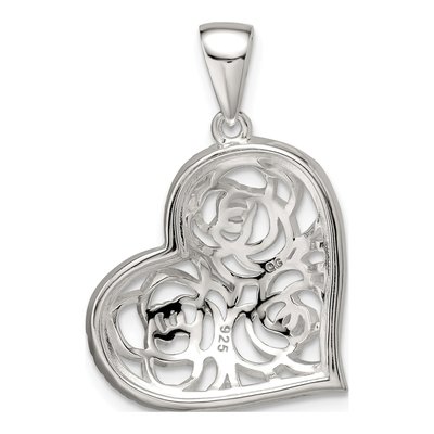 Sterling Silver CZ Roses Heart Pendant – view 5