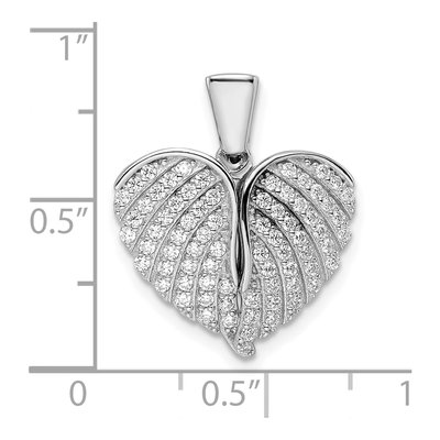 Sterling Silver CZ Wings Heart Pendant – view 3