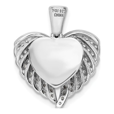 Sterling Silver CZ Wings Heart Pendant – view 4