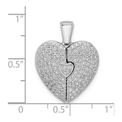 Sterling Silver CZ Opening Heart Pendant – view 3