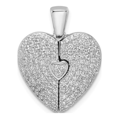 Sterling Silver CZ Opening Heart Pendant