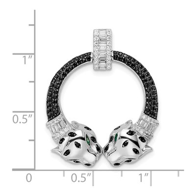 Sterling Silver CZ Double Cheetah Head Pendant – view 4