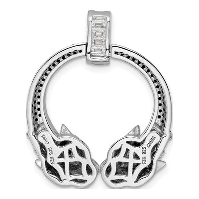 Sterling Silver CZ Double Cheetah Head Pendant – view 5