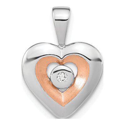 Rose Gold-Plated Sterling Silver Diamond Heart Pendant