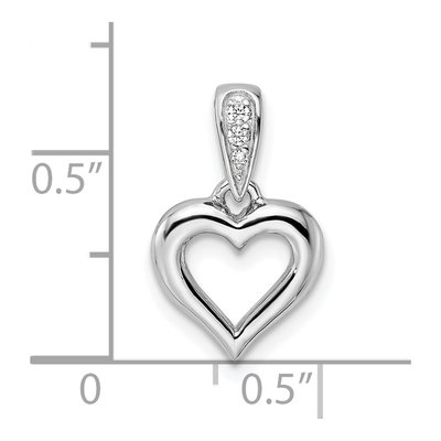 Sterling Silver CZ Heart Dangle Pendant – view 4