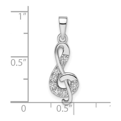Sterling Silver CZ Treble Clef Pendant – view 4