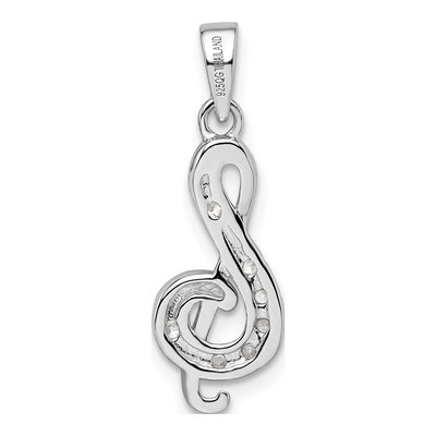 Sterling Silver CZ Treble Clef Pendant – view 5
