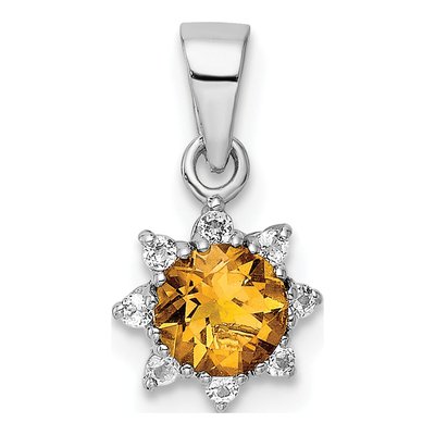 Sterling Silver Citrine & White Topaz RH Pendant