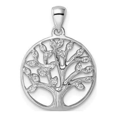 Sterling Silver CZ Tree of Life Pendant