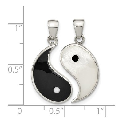Sterling Silver Mother of Pearl Yin Yang MOP Resin Pendant – view 3
