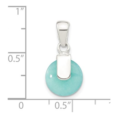 Sterling Silver Simulated Turquoise Circle Pendant – view 4