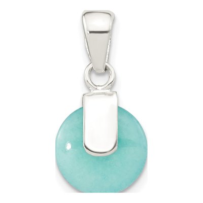 Sterling Silver Simulated Turquoise Circle Pendant