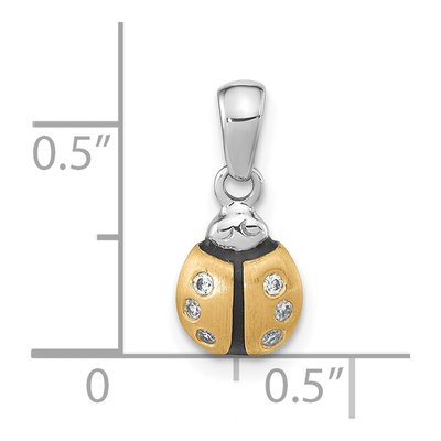 Gold-Plated Sterling Silver CZ Enameled Ladybug Pendant – view 4