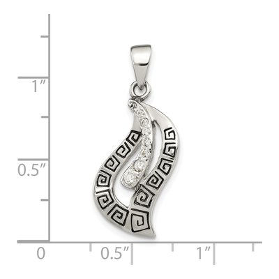 Sterling Silver CZ Enamel Greek Key Pendant – view 4