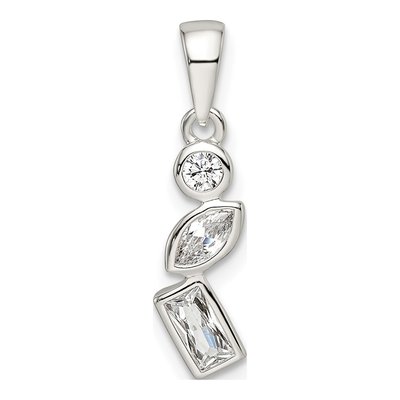 Sterling Silver CZ Geometric Shapes Pendant