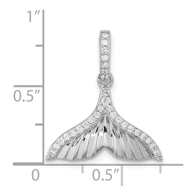Sterling Silver CZ Textured Tail Pendant – view 4