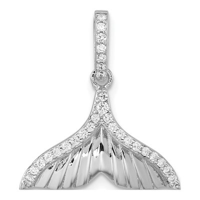 Sterling Silver CZ Textured Tail Pendant