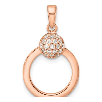 Rose Gold-Plated Sterling Silver CZ Circle Pendant