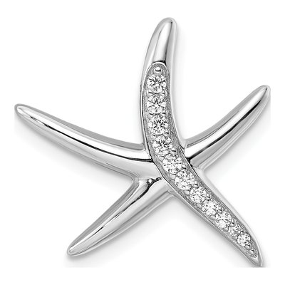 Sterling Silver CZ Starfish Slide Pendant