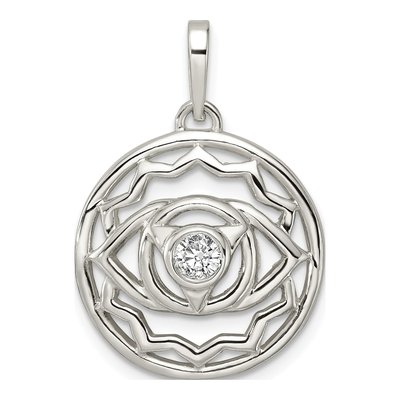 Sterling Silver CZ Third Eye Chakra Filigree Pendant