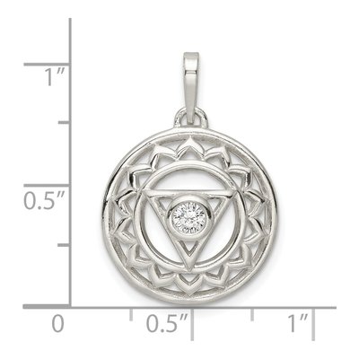 Sterling Silver CZ Throat Chakra Filigree Pendant – view 4