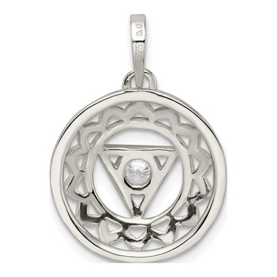 Sterling Silver CZ Throat Chakra Filigree Pendant – view 5