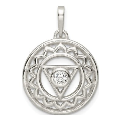 Sterling Silver CZ Throat Chakra Filigree Pendant