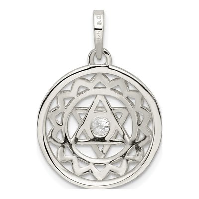 Sterling Silver CZ Heart Chakra Filigree Pendant – view 5