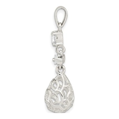 Sterling Silver CZ Teardrop Dangle Pendant – view 3