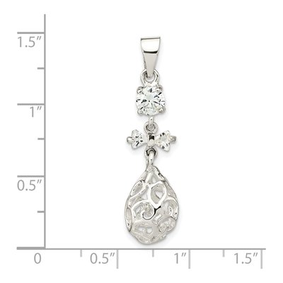Sterling Silver CZ Teardrop Dangle Pendant – view 4
