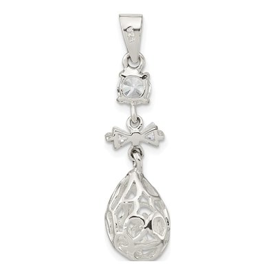 Sterling Silver CZ Teardrop Dangle Pendant – view 5