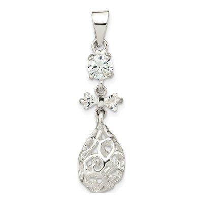 Sterling Silver CZ Teardrop Dangle Pendant