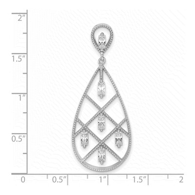 Sterling Silver CZ Baguette Teardrop Pendant – view 4