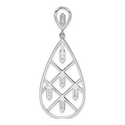 Sterling Silver CZ Baguette Teardrop Pendant – view 5
