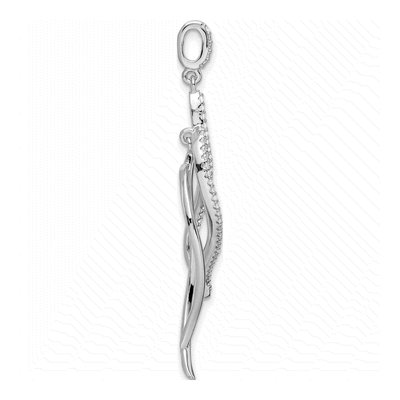 Sterling Silver CZ Leaf Pendant – view 3