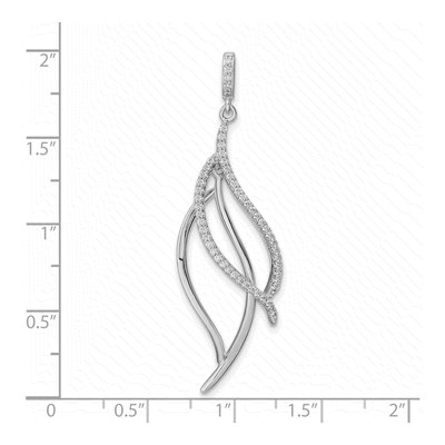 Sterling Silver CZ Leaf Pendant – view 4