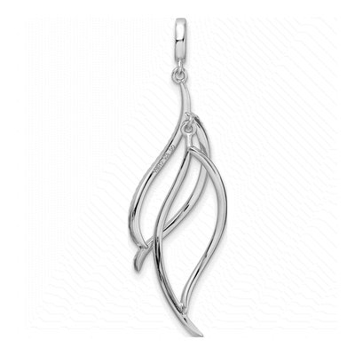 Sterling Silver CZ Leaf Pendant – view 5