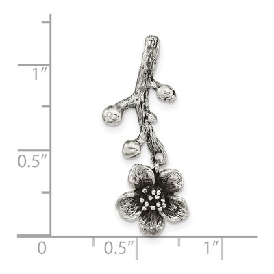 Sterling Silver Oxidized Branch Flower Pendant – view 4