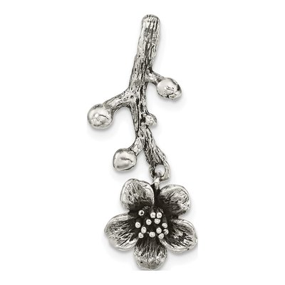 Sterling Silver Oxidized Branch Flower Pendant
