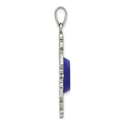 Sterling Silver Oxidized Blue Agate Filigree Pendant – view 3