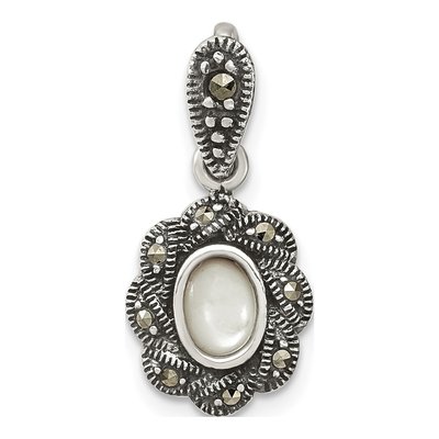 Sterling Silver Marcasite & Mother of Pearl Pendant