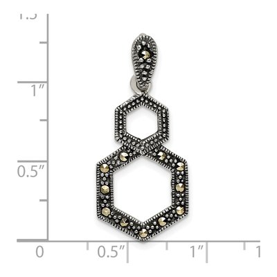 Sterling Silver Marcasite Hexagon Pendant – view 4