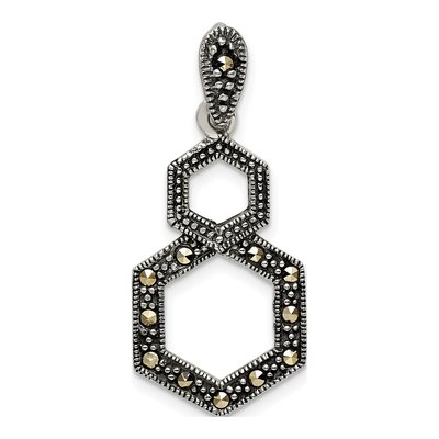 Sterling Silver Marcasite Hexagon Pendant