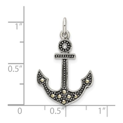 Sterling Silver Marcasite Anchor Pendant – view 4
