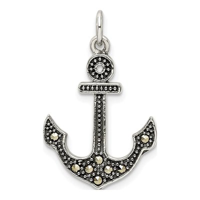 Sterling Silver Marcasite Anchor Pendant