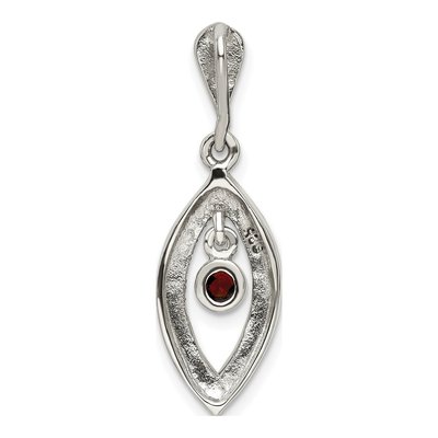 Sterling Silver Antiqued Marcasite Red Glass Pendant – view 5