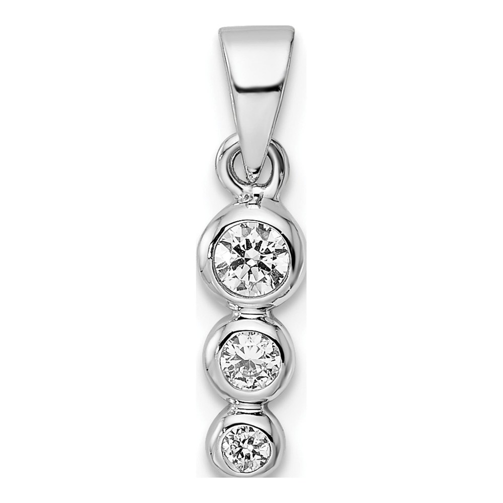 Sterling Silver CZ Pendant, Rhodium Polished