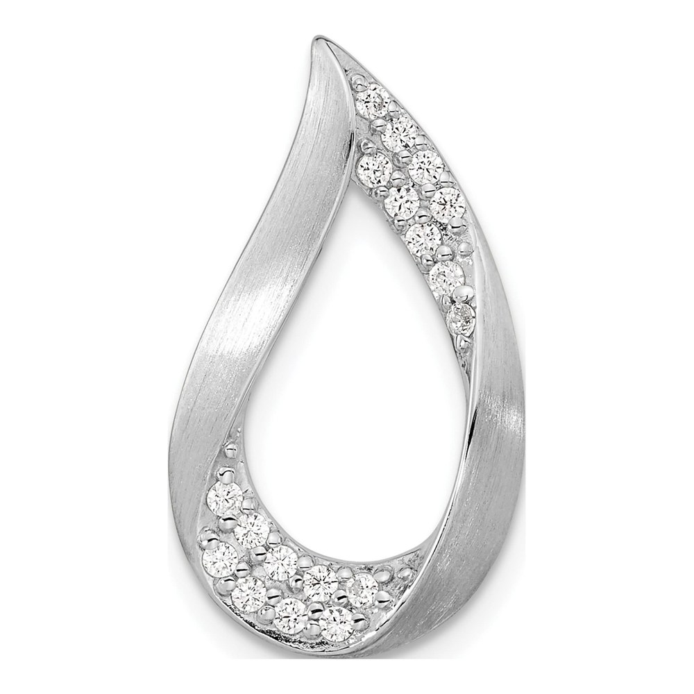 Sterling Silver CZ Teardrop Chain Slide Pendant