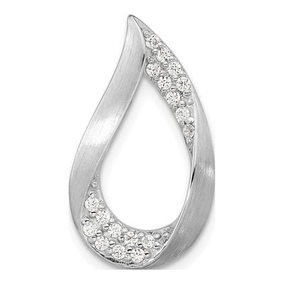 Sterling Silver CZ Teardrop Slide Pendant