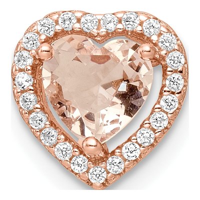 Rose Gold-Plated Sterling Silver CZ Heart Charm